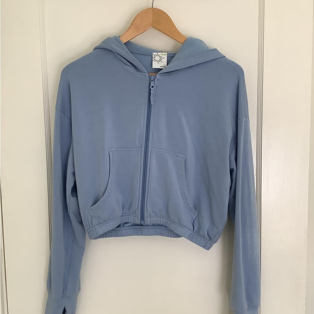 Offline by Aerie Cropped Baby Blue Fleece Lined Hoodie